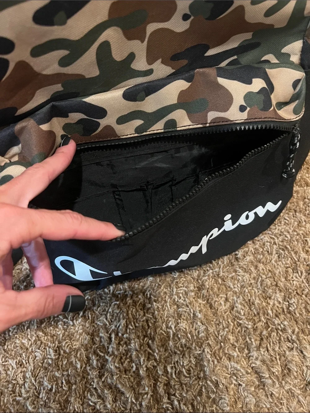 Champion Camo and Black Backpack